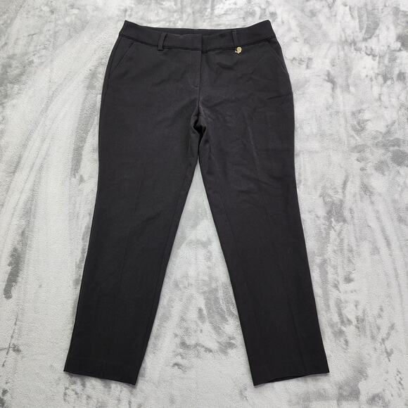 Anne Klein Pants Womens 10 Black Mid Rise Slim Ankle Stretch Office Preppy - Picture 1 of 15
